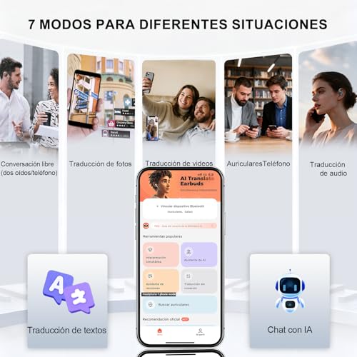 Audífonos Traductores con IA en Tiempo Real, Traductor Multilingüe de 164 Idiomas con LCD, Audífonos Bluetooth 5.4, Dispositivo de Traducción de 70H para Viajes de Negocios y Estudio,Comercio Exterior