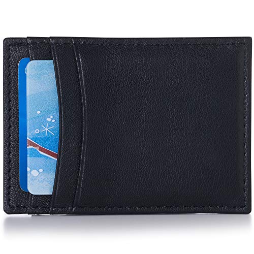 Alpine Swiss Men's Minimalist Front Pocket Wallet - Genuine Leather With Money Clip & Card Slots