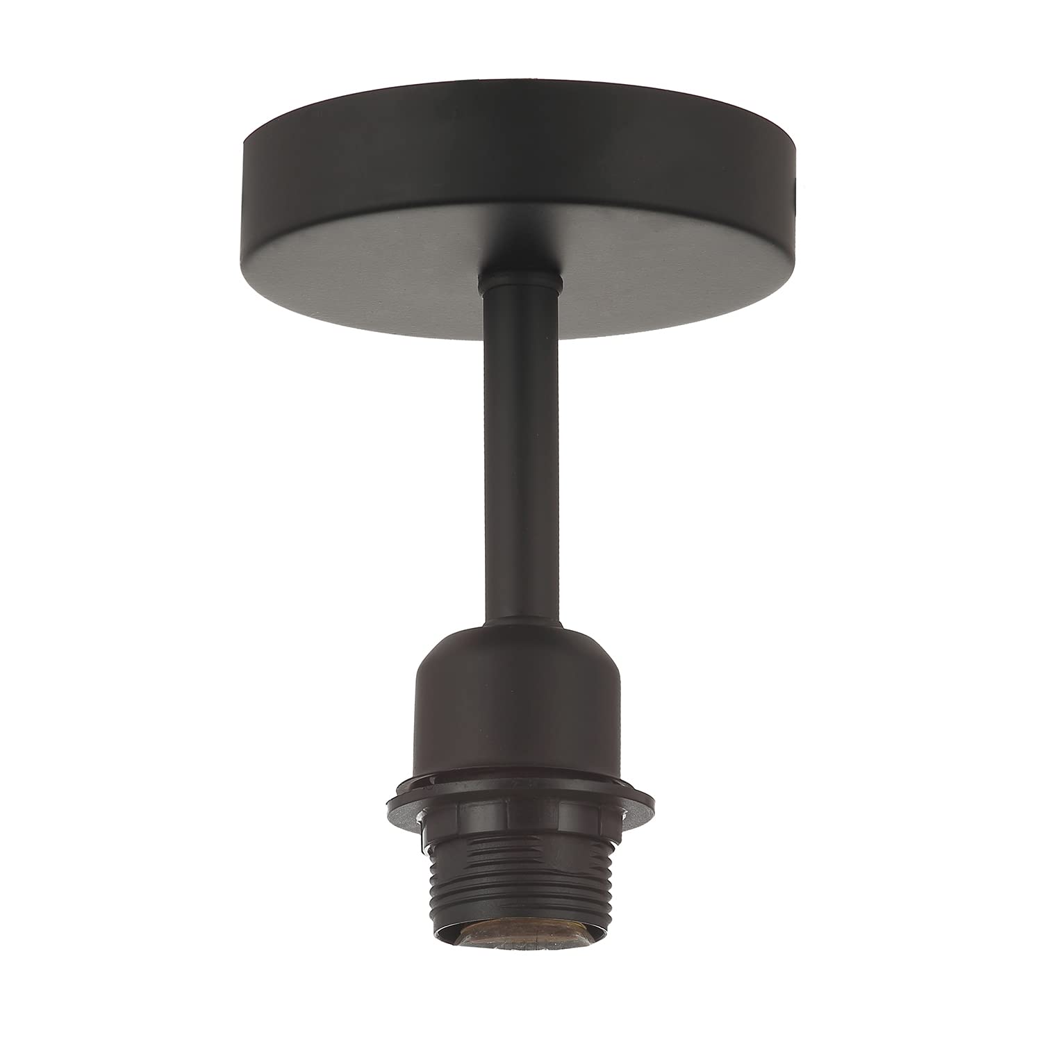 Happy Homewares Traditional Matt Jet Black Ceiling Light Fitting for Industrial Style Light Bulbs | 12cm x 17cm | Suitable for Lamp Shades with E27 Lamp Holder