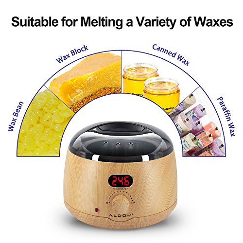 Aldom Hair Removal Wax Warmer - Waxing Kit - Electric Wax Pot with LCD Display Precision Temperature Control (110°F - 246°F), 4-Flavor Wax Beans and 20 Wax Applicator Stickers for Rapid Waxing
