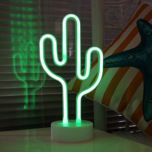 DELICORE Cactus Neon Signs, LED Neon Light Sign with Holder Base for Party Supplies Girls Room Decoration Accessory for Luau Summer Party Table Decoration Children Kids Gifts (Cactus with Holder)