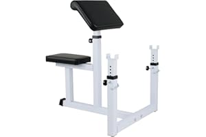 BBBuy Adjustable Arm Preacher Curl Bench Bicep Strengh Bench Seated Strenghthen Training Isolated Barbell Dumbell Biceps Station for Home Gym
