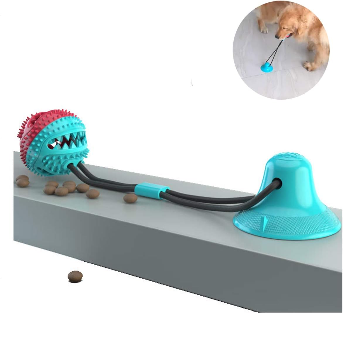 Linidi Suction Cup Dog Toy Pet Molar Bite Dog Suction Toy with Suction Cup Multifunction Interactive Dog Rope Molar Toys Self-Playing Rubber Ball Chew Toy Dispensing Ball for Dogs