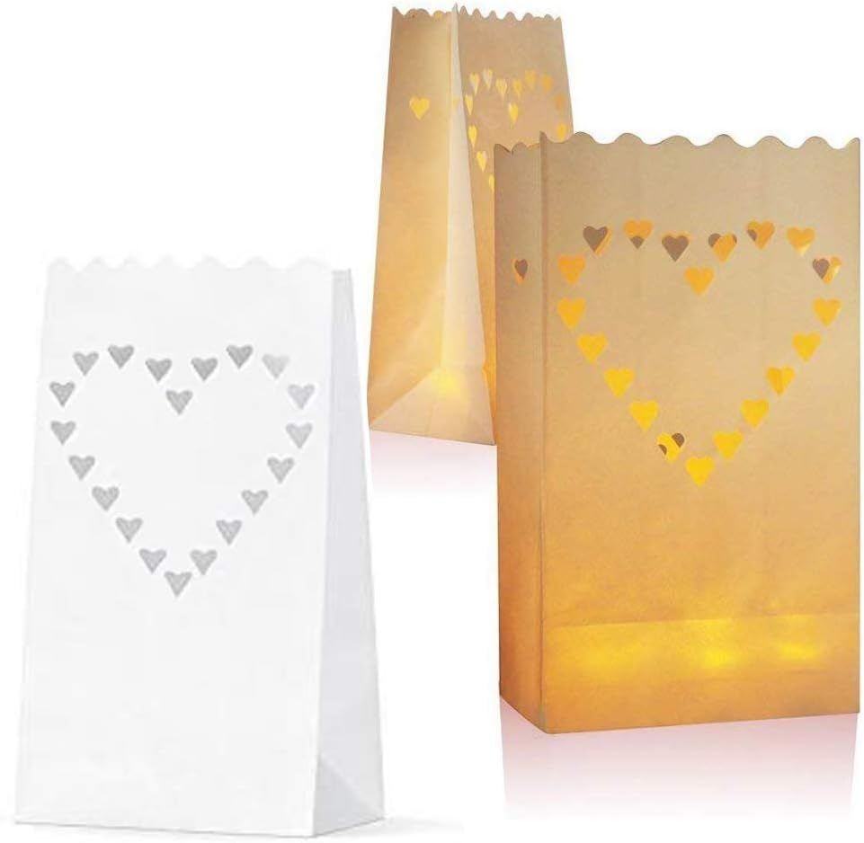 JAHEMU Candle Bags Paper Lantern Luminary Bags Tealight Tea Light Bags Flame Rsesistant Paper