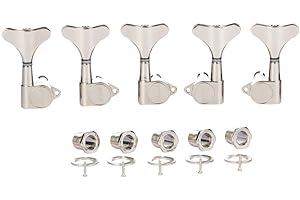 KAISH 5 String 3R2L 18:1 Sealed Bass Tuners Bass Guitar Tuning Keys Tuning Machine Heads for Ibanez/Yamaha Style Acoustic/Electric Bass Nickel