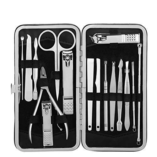 LQT Ltd 16 in 1 pcs Nail Clipper Kit with case Nail Care Set Pedicure Scissor Tweezer Knife Ear Pick Utility Manicure Set Tools MS01