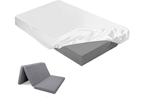 Breling Fitted Sheet (Sheet Only) Compatible with Milliard Trifold Mattress Folding Mattress Fitted Microfiber Bedsheet for Camp Bunk Rvs Bed(White,Queen,4'')