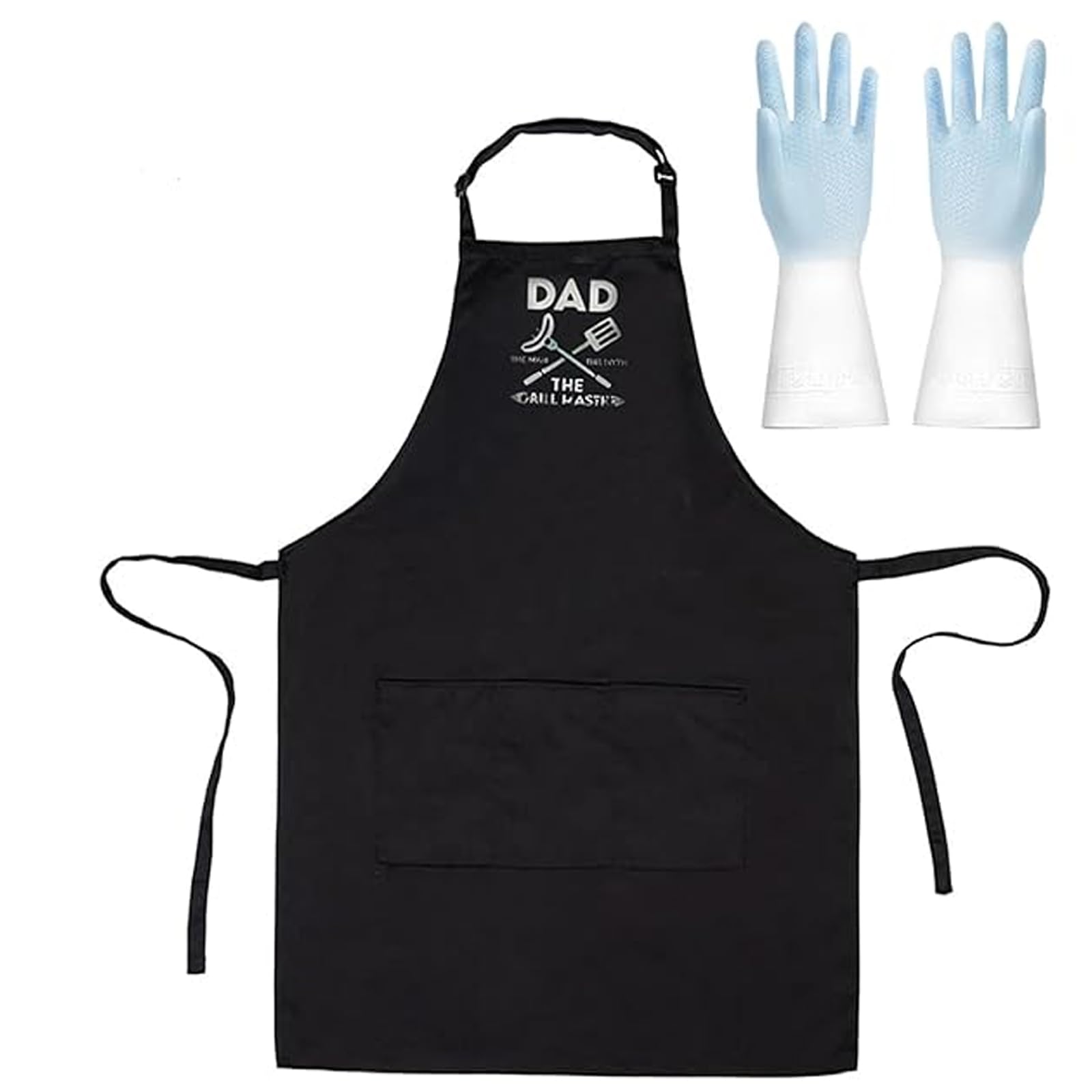 BSITSSS Bbq Aprons for Men Women, Bbq Apron with Washing Up Gloves, Adjustable Funny Aprons, Mens Aprons for Cooking Waterproof, Dad Apron with 3 Pockets Personalised Gifts for Mens