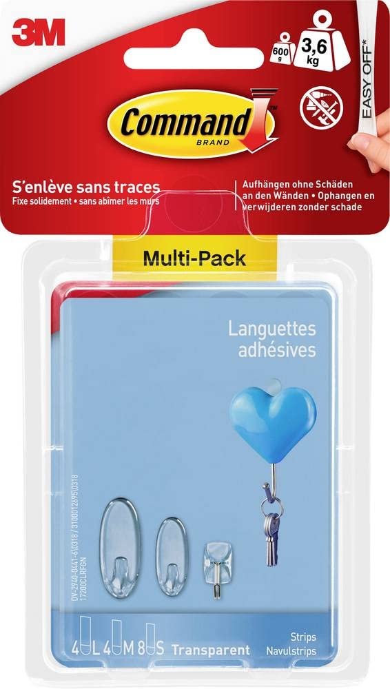 Command 17022 Steel Strip (Size S, up to 450 g Load Capacity) A Medium Transparent