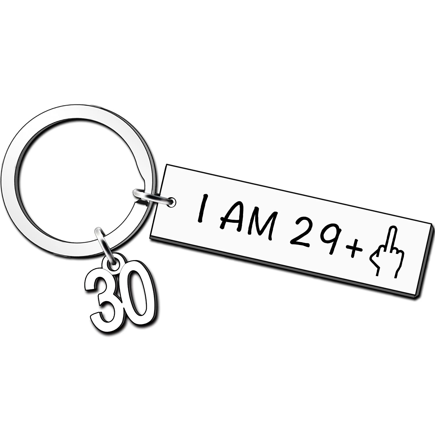 JMIMO Funny 30th Birthday Gifts for Women Men Happy Bday Stainless Steel Keyring Idea as a Joke Celebration Best 30th Birthday Presents (30th)