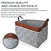 Premium Felt Woven Storage Basket with Leather Trim and Handles | Foldable Box, Durable & Thick Felt, Large Standing Container For Laundry, Bathroom, Baby Toys, Magazines, Food, Closet & More