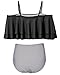 Tempt Me Women Black Stripe Two Piece High Waisted Bikini Set Swimsuit Off Shoulder Ruffle Bathing Suits Tummy Control Ruched Swimwear XXL