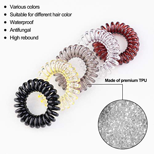 Spiral Hair Ties No Crease,24 Pcs Premium Elastic Coil Hair Ties for Women Girls,Waterproof Telephone Cord Hair Ties,5 Colors Teleties Hair Tie,Original Traceless Hair Ties with Strong Grip - Thumbnail 3