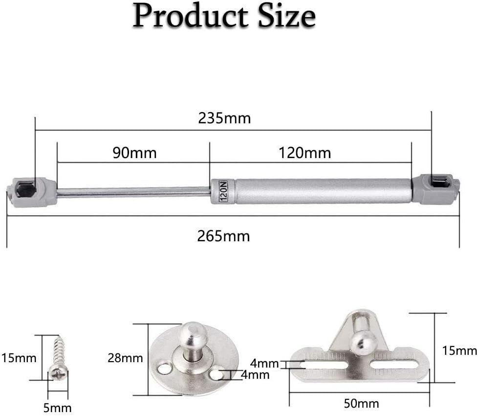 ZFYQ Hydraulic Gas Struts, 120N/12kg Lift Up Stay Support Hinge for Kitchen Cabinet Cupboard Door Soft Open Hinge Pack of 4 - Image 3