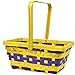 Gift Boutique 12 Bamboo Easter Baskets- Rectangular Woven Bright with Handle for Girls and Boys Kids Party Favor Supplies Decorations