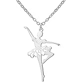 kkjoy Ballerina Necklace Stainless Steel Ballet Dancer Pendant Recital Jewelry for Women Dance Lovers