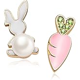 MUYAN Cute Small Easter Bunny Earrings for Women Carrot Rabbit Easter Studs Holiday Jewelry