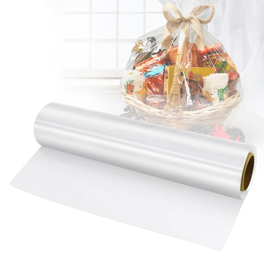 ANTHYTA Celophane Roll,Wrap Roll,Clear Cellophane Selofane Wrap Roll,86cm Wide 30m Long,Florists Basket Flower Wrap Packing,Crystal Transparent Wrappings Paper for Baskets and Gifts