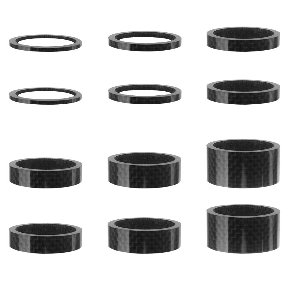 Kulannder Bike Headset Spacer 12Pcs Bicycle Stem Headset Spacer, Bicycle Headset Spacer, Bicycle Headset Spacer Fit for 1-1/8 Inch Handlebar Stem Compatible with MTB Bike Road Bike (6 Sizes)