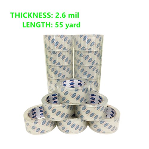 Mistmo 24 Roll 2.6 MIL 2'' X 55 Yards (165' ft) Ultra Premium Tape Heavy Duty Carton Packing Packaging Sealing Tape, Crystal Clear