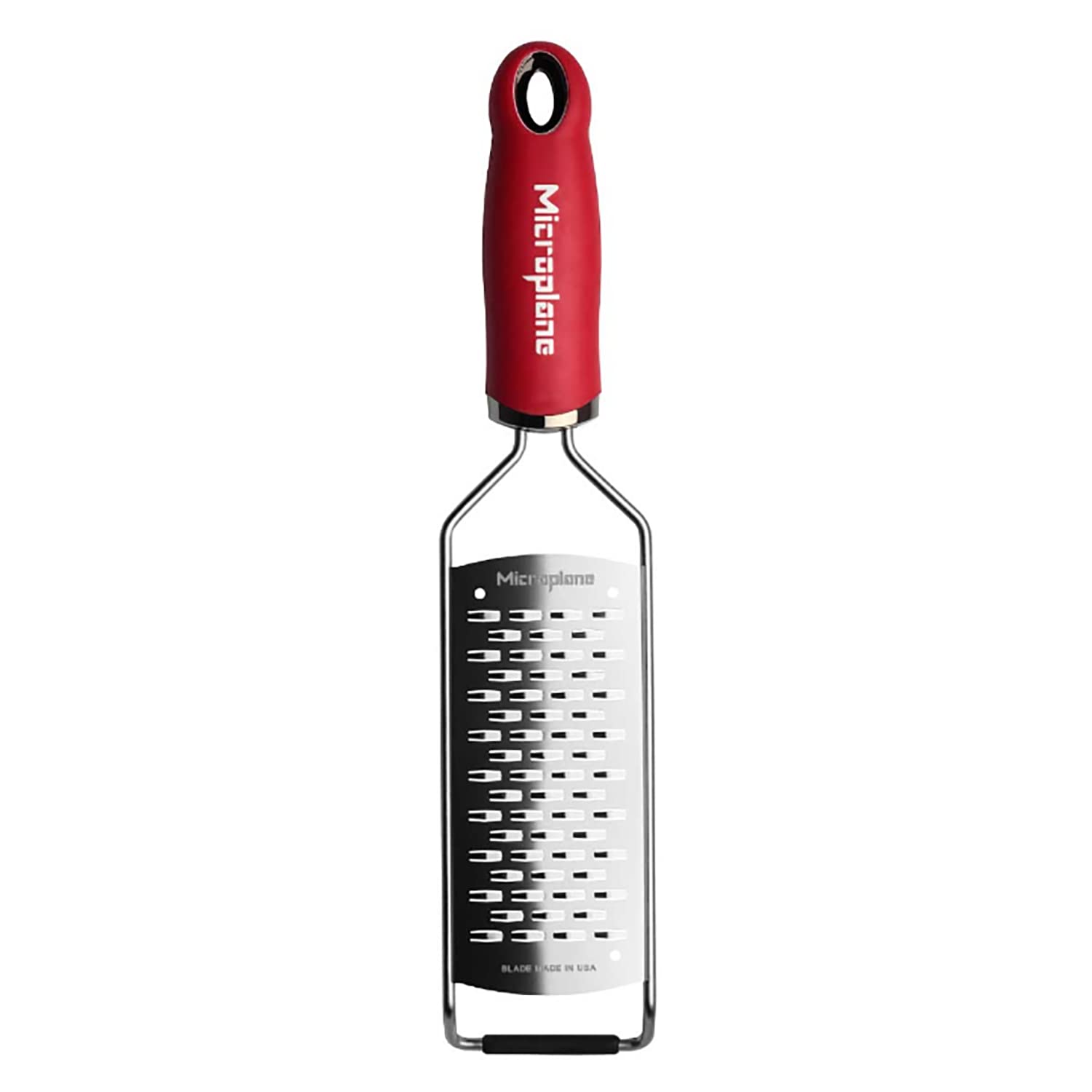 Microplane Kitchen Grater Ribbon for Hard Cheese, Apple, Carrot, Zucchini and Chocolate in Red with Stainless Steel Blade - Made in USA