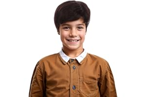 Edivd Kids Brown Wig Boys Short Brown Straight Wig Dark Brown Hair for Child Heat Resistant Synthetic Hair with Cap