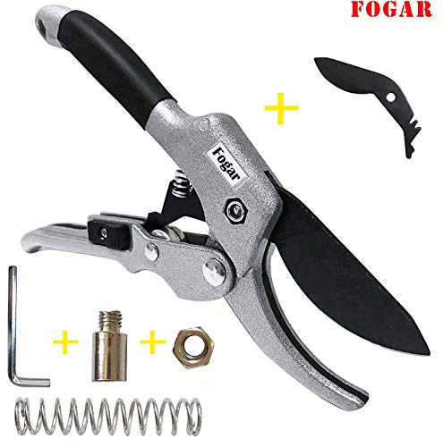 Fogar Pruning Shears Garden Shears Professional Sharp Hand Pruners with Carbon Coated Not-Rusting High Hardness SK-5 Blade Garden Clippers Trimmers with Robust Industrial Grade Springs and Locks