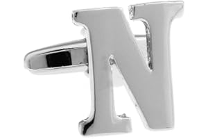 MRCUFF Letter A-Z Monogram Initial Cufflinks with a Presentation Gift Box & Polishing Cloth