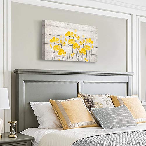 SUMGAR Yellow Wall Art Bedroom Farmhouse Decor Flower Rustic Pictures