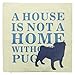 Luxbon Machine Washable Cotton Linen Sofa Couch Chair Throw Pillowcase Cushion Cover Decorative Insert Not Included - Navy Blue Dog A House is Not A Home Without A Pug Design 2