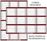 SwiftGlimpse 2019 Yearly Wall Calendar 24' x 36' Erasable Laminated, 2-Sided Horizontal/Vertical Reversible, 12 Month Yearly Annual Planner (Maroon/Red)