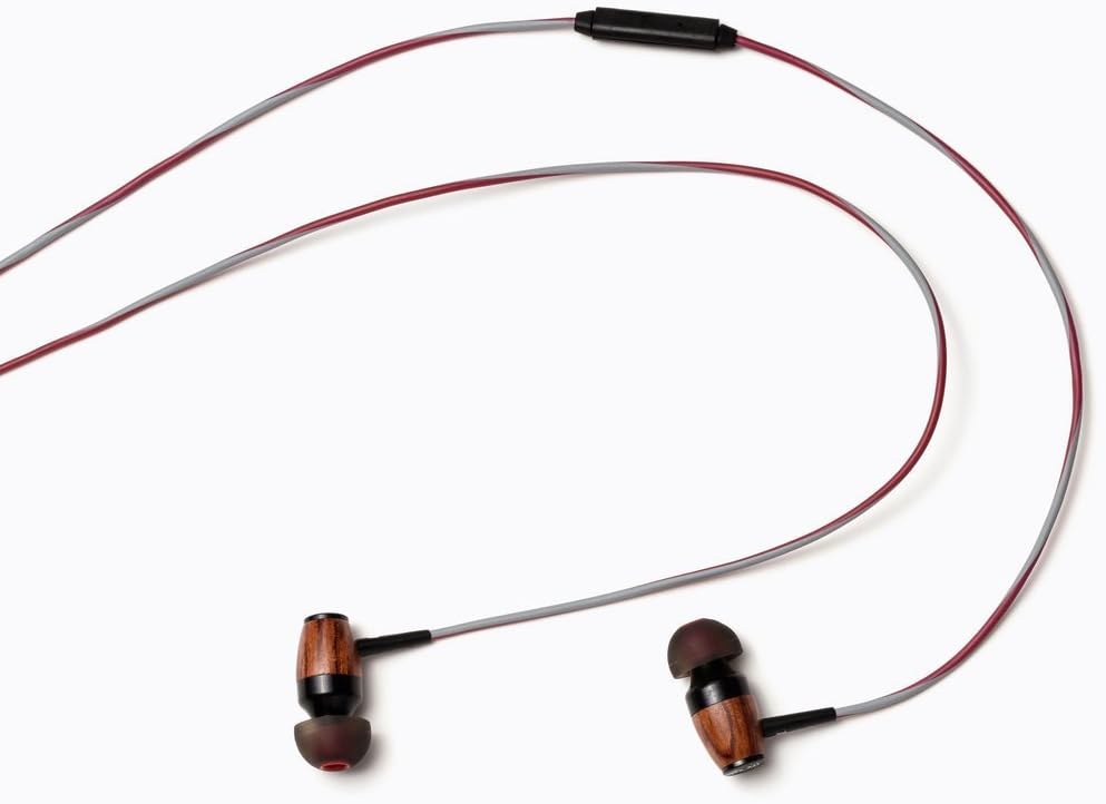 Symphonized drm red gray DRM Premium Genuine Wood In-ear Noise-isolating Headphones with Mic, Red/Gray - Image 5