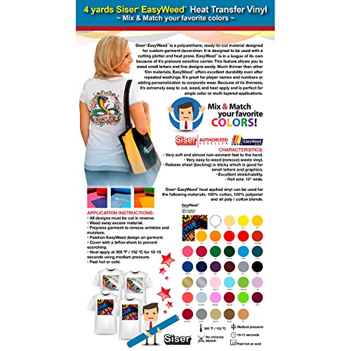 Siser Easyweed - GERCUTTER Store - 4 Yards Siser EASYWEED 15" Heat Transfer Vinyl (Mix & Match Your Favorite Colors)