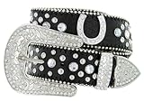 Western Cowgirl Horseshoe Charm Bling Belt with Rhinestone Studded Buckle and Strap