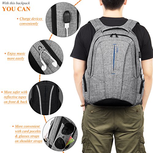image for DTBG 17 Inch Laptop Backpack with USB Charging Port Anti-theft Pockets