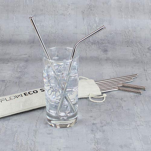 Wiederverwendbare Edelstahl-Metallstrohhalme, Silver Straw Set Inc Tasche & Reinigungsbürste – Bild 7