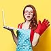 Miusco Heat Resistant Kitchen Silicone Gloves, Basting Brush Set, Red