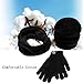 T-wilker 3 Pieces Knitted Hat Set Winter Thick Warm Snug Knit Hat + Scarf + Touch Screen Gloves for Men Womens (Black)