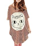 Allegra K Women Casual Striped Batwing Sleeve Oversize Tunic Tops T-shirts