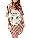 Allegra K Women Casual Striped Batwing Sleeve Oversize Tunic Tops T-shirts
