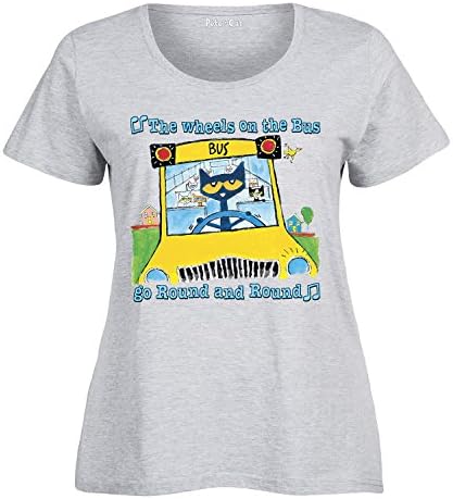 Pete the Cat wheels on The Bus Multi - Ladies Plus Size Scoop Neck Tee