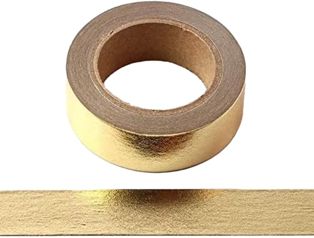 Syntego Solid Foil Washi Tape 15mm x 10m Gold Decorative Self Adhesive