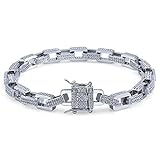 SHINY.U Hip Hop 14K Gold Plated Iced Out CZ Square Anchor Link Bracelet Men