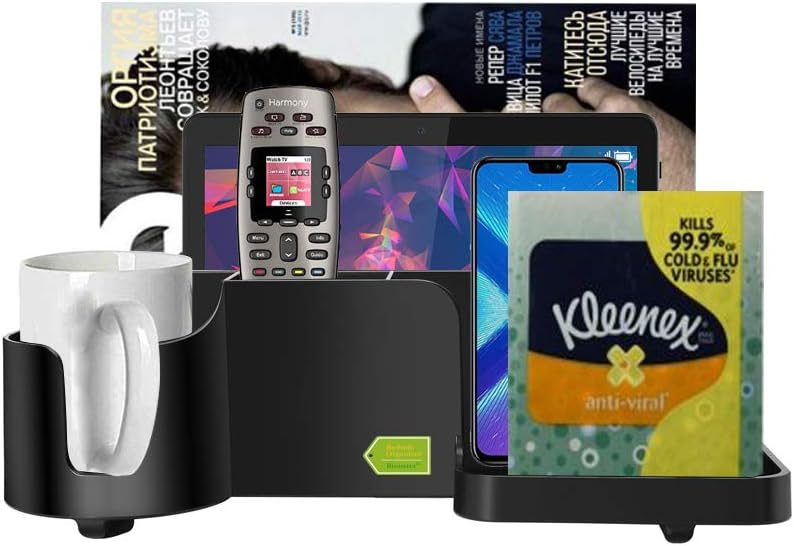 Binoster Bedside Caddy Bed Side Storage Organizer Cellphone Tablet Book Remote Glasses Black (Without USB Charger and Power Cord)