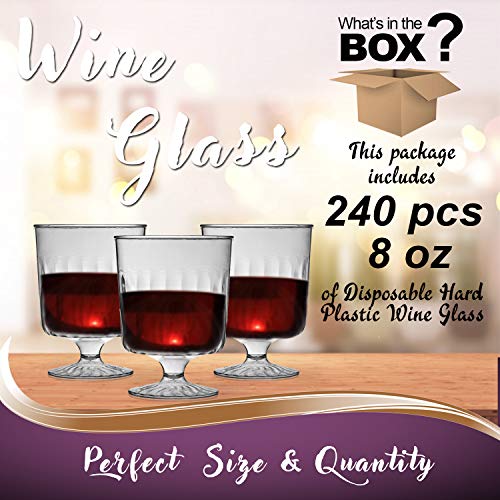 Plastic Wine Glasses 240 Pcs Disposable Hard Plastic Clear Glasses