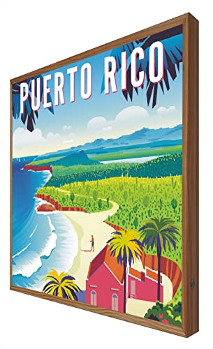 Cartel Vintage Retroiluminado Puerto Rico: Serie Viajera