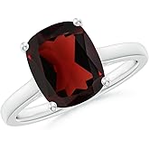 Angara Cushion Garnet Solitaire Ring in Sterling Silver/14K Solid Gold/Platinum | Natural Garnet Solitaire Ring for Women | January Birthday, Anniversary, Gemstone Jewelry Gift