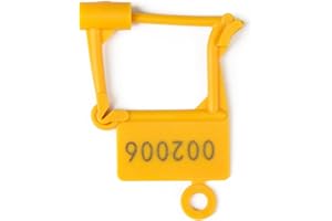 SSSEALTAG Plastic Padlock Seals Tags Disposable Self-Locking Numbered Tag Tamper Proof Security Padlocks Lable for Water/Electricity Meter Luggage, Bag, Clothes, Shose(Yellow,100pcs)