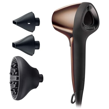 Remington Ionen-Haartrockner Air3D D7777, einzigartiger 3D-Luftstrom, innovatives Design, zwei Stylingdüsen, Diffusor, bronze