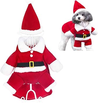 Amazon Co Jp 犬のクリスマスコスチューム 犬のサンタクロースコスチュームセットペットコスチュームパーティードレスアップコスチュームクリスマスハロウィーン スポーツ アウトドア